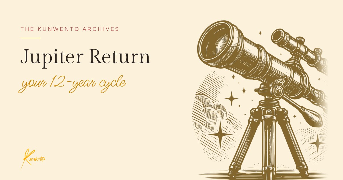 Engraved brass telescope and stars for a guide to the Jupiter return and your 12-year cycle of growth